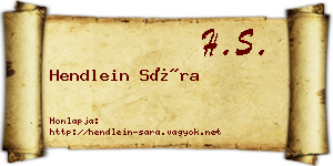 Hendlein Sára névjegykártya